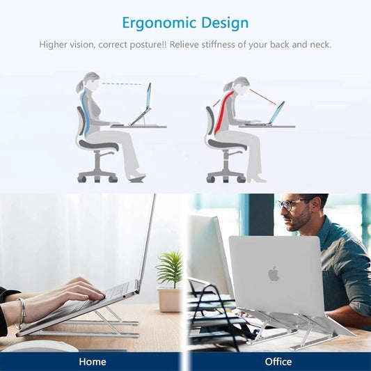 Foldable Aluminum Laptop Stand – Adjustable & Portable Desk Riser | BuyBuddy