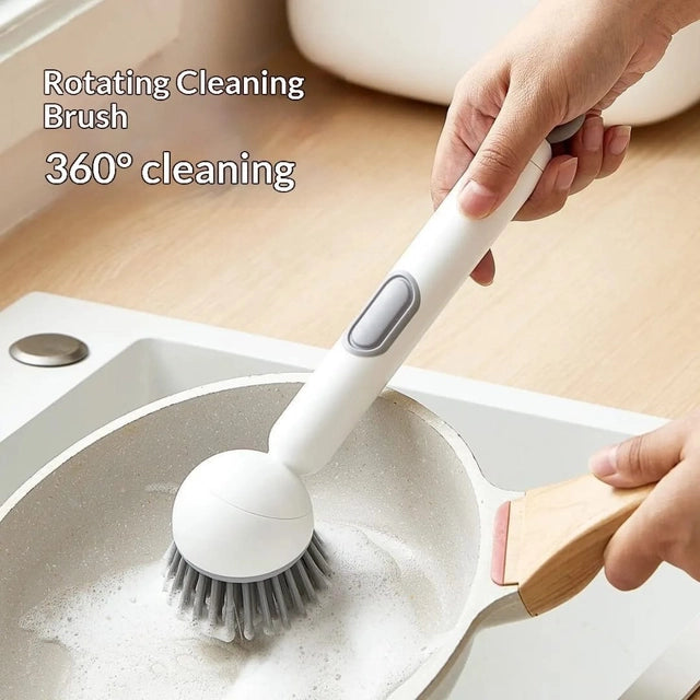 2-in-1 Soap Dispensing Dish Scrubber Brush | Refillable Kitchen Cleaning Brush for Dishes, Pots & Pans
