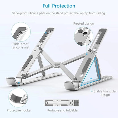 Foldable Aluminum Laptop Stand – Adjustable & Portable Desk Riser | BuyBuddy